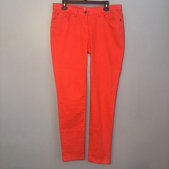 EUC Boden Red Orange Coral Straight Leg Skinny Jeans Size 12L 12 Long Tall - Picture 2 of 8